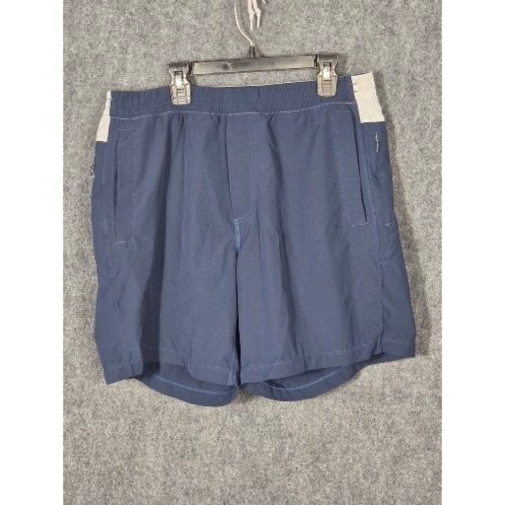 Birddogs Mens Athletic Gym Shorts Navy Blue Cream Size Large Zipper Pockets